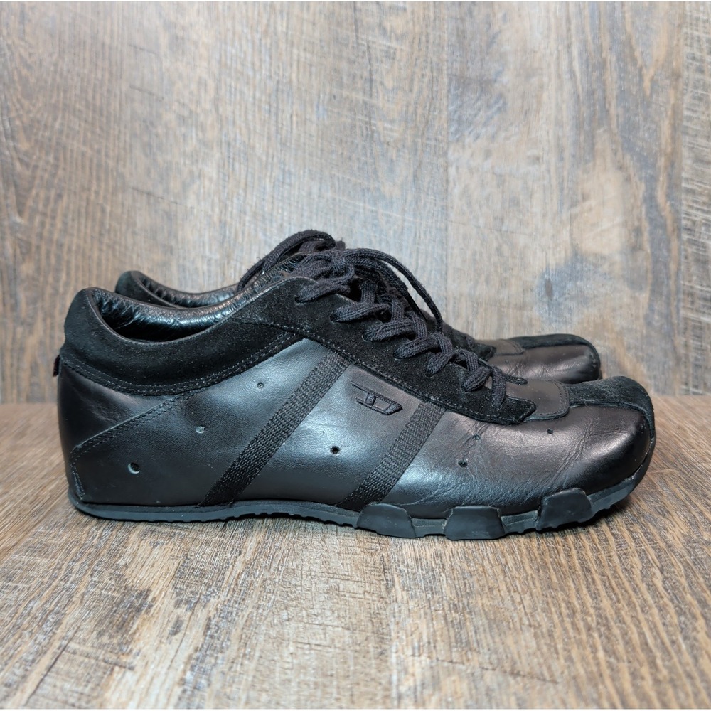 Vintage Diesel Evelyn Shoes Leather Sneakers Women's Size 7.5 Black Y2K Suede - Picture 2 of 14